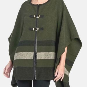 Rafaella Green Buckle Poncho Size Medium Petite